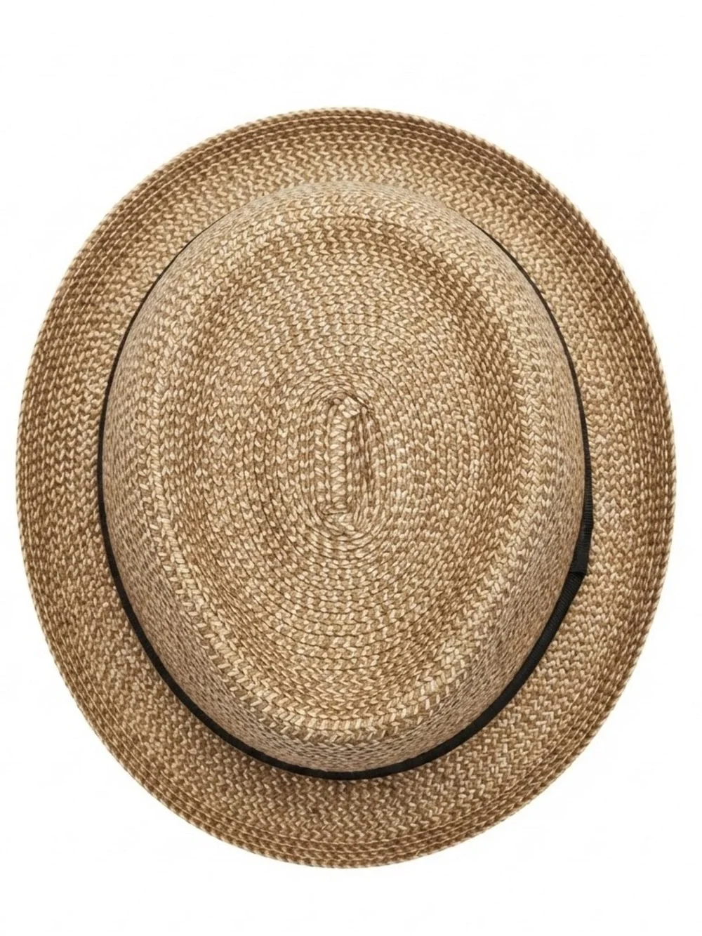 Men's Straw Fedora Hat Brown Black Band Trilby Summer Beach Sun Hat